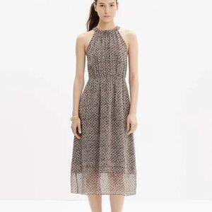 Madewell Silk Halter Midi Dress in Diamond Tile Size 0